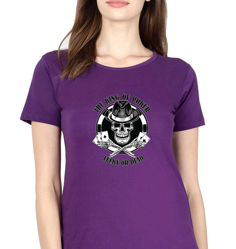 Poker T-Shirt for Women-XS(32 Inches)-Purple-Ektarfa.online