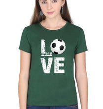 Load image into Gallery viewer, Love Football T-Shirt for Women-XS(32 Inches)-Dark Green-Ektarfa.online
