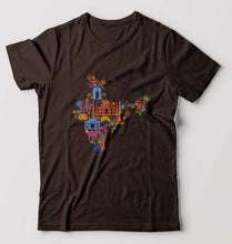 Load image into Gallery viewer, India T-Shirt for Men-S(38 Inches)-Coffee Brown-Ektarfa.online
