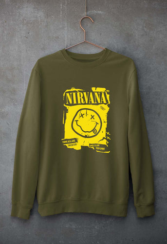 Nirvana Unisex Sweatshirt for Men/Women-Olive Green-Ektarfa.online