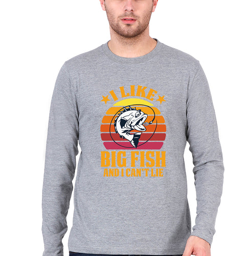 Fishing Full Sleeves T-Shirt for Men-Grey Melange-Ektarfa.online