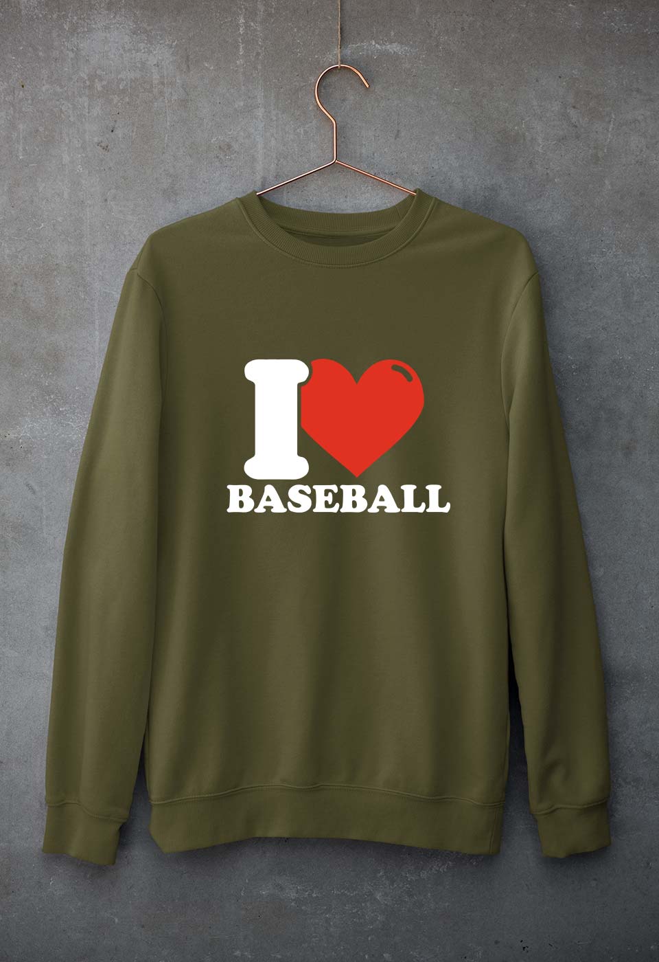 I Love Baseball Unisex Sweatshirt for Men/Women-Olive Green-Ektarfa.online