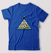 Load image into Gallery viewer, Psychedelic Triangle eye T-Shirt for Men-S(38 Inches)-Royal Blue-Ektarfa.online
