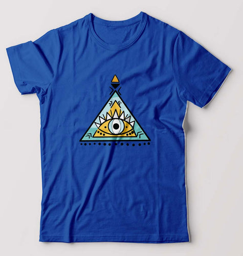 Psychedelic Triangle eye T-Shirt for Men-Royal Blue-Ektarfa.online