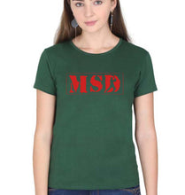 Load image into Gallery viewer, MS Dhoni (MSD) T-Shirt for Womenasvgbfc-Dark Green-Ektarfa.online
