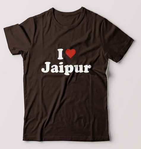 I Love Jaipur T-Shirt for Men-Coffee Brown-Ektarfa.online