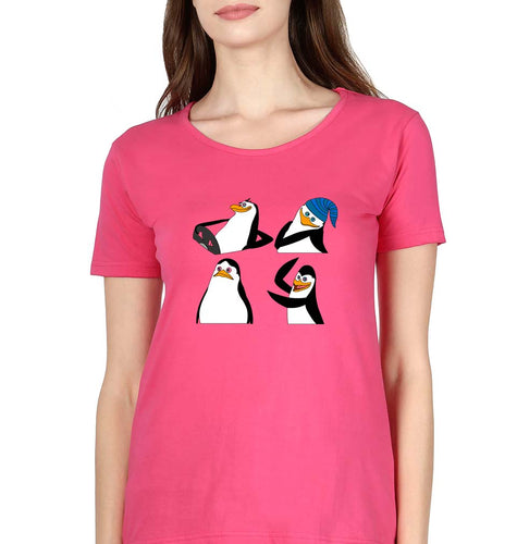 Penguins of Madagascar T-Shirt for Women-Pink-Ektarfa.online
