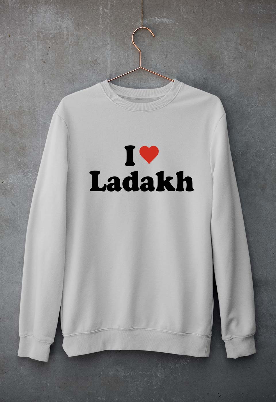 I Love Ladakh Unisex Sweatshirt for Men/Women-Grey Melange-Ektarfa.online
