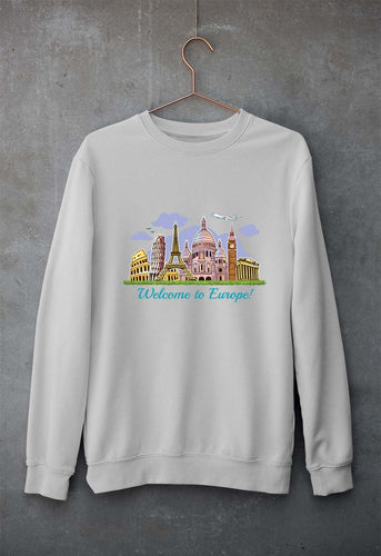 Welcome to Europe Unisex Sweatshirt for Men/Women-Grey Melange-Ektarfa.online