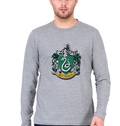 Slytherin Harry Potter Full Sleeves T-Shirt for Men-Grey Melange-Ektarfa.online