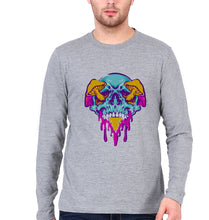 Load image into Gallery viewer, Trippy Psychedelic Skull Full Sleeves T-Shirt for Men-Grey Melange-Ektarfa.online
