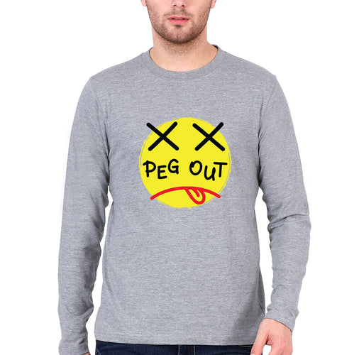 Peg Out Full Sleeves T-Shirt for Men-Grey Melange-Ektarfa.online