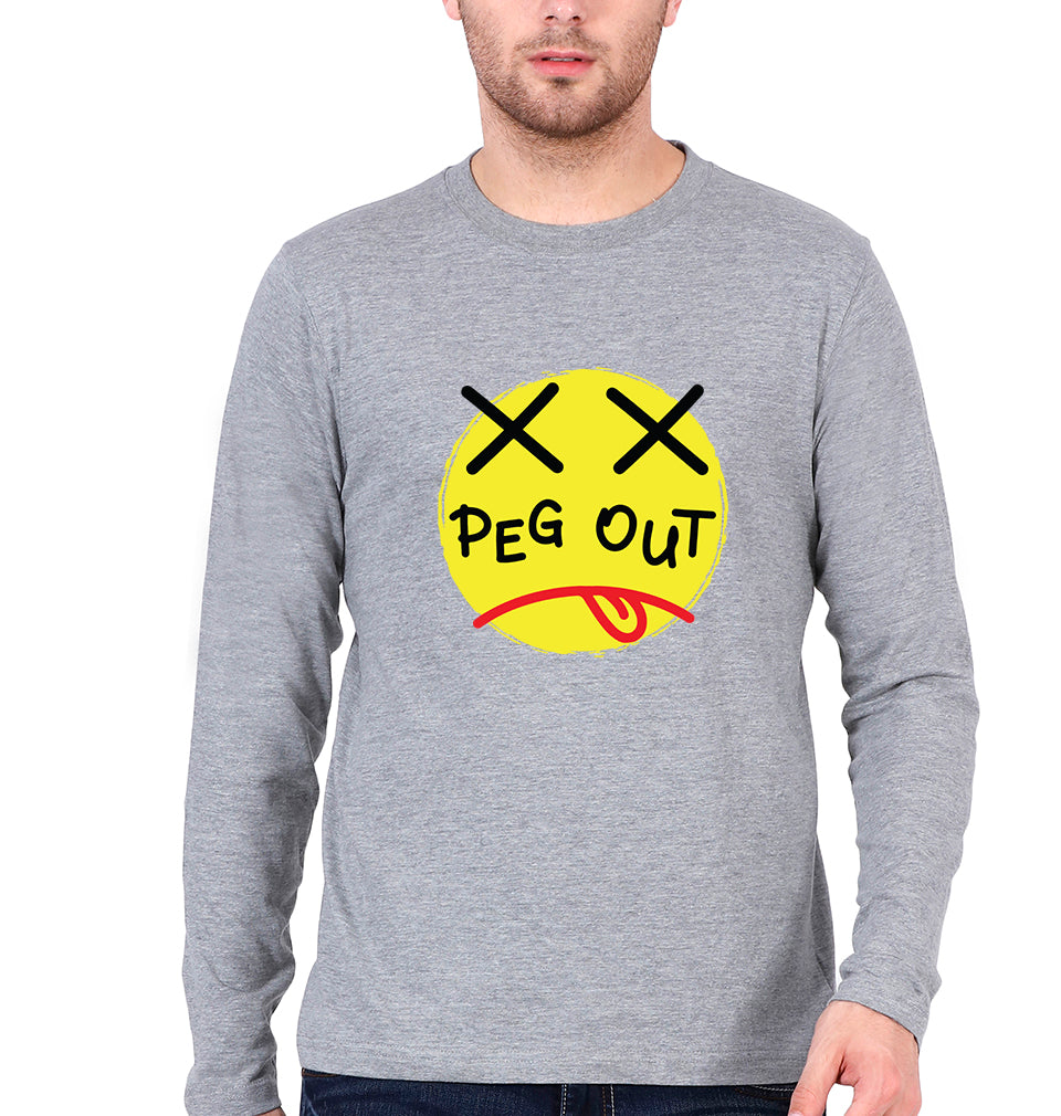Peg Out Full Sleeves T-Shirt for Men-Grey Melange-Ektarfa.online