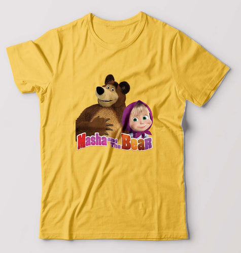 Masha and the Bear T-Shirt for Men-Golden Yellow-Ektarfa.online