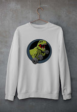Load image into Gallery viewer, Angry T-Rex Gym Unisex Sweatshirt for Men/Women-S(40 Inches)-Grey Melange-Ektarfa.online
