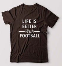 Load image into Gallery viewer, Life Football T-Shirt for Men-S(38 Inches)-Coffee Brown-Ektarfa.online
