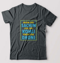 Load image into Gallery viewer, CRICKET Sachin Kohli Dhoni T-Shirt for Men-S(38 Inches)-Steel grey-Ektarfa.online
