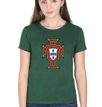 Load image into Gallery viewer, Portugal Football T-Shirt for Women-XS(32 Inches)-Dark Green-Ektarfa.online
