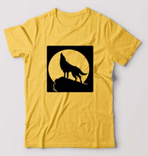Load image into Gallery viewer, Wolf T-Shirt for Men-S(38 Inches)-Golden Yellow-Ektarfa.online
