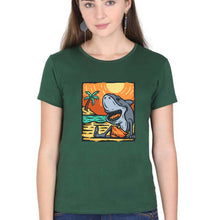 Load image into Gallery viewer, Shark T-Shirt for Women-XS(32 Inches)-Dark Green-Ektarfa.online
