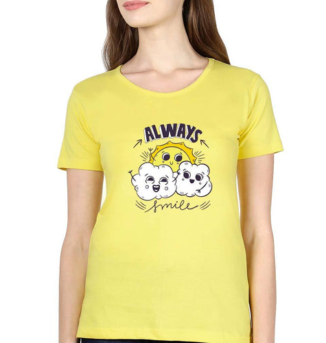 Always Smile T-Shirt for Women-Yellow-Ektarfa.online