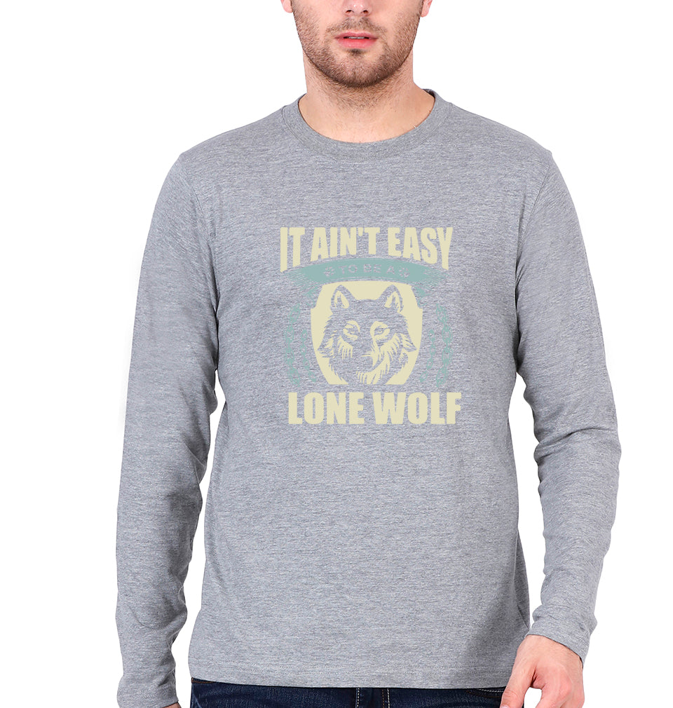 Wolf Full Sleeves T-Shirt for Men-Grey Melange-Ektarfa.online