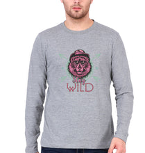 Load image into Gallery viewer, Stay Wild Full Sleeves T-Shirt for Men-S(38 Inches)-Grey Melange-Ektarfa.online
