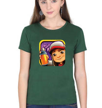 Load image into Gallery viewer, Subway Surfers T-Shirt for Women-XS(32 Inches)-Dark Green-Ektarfa.online
