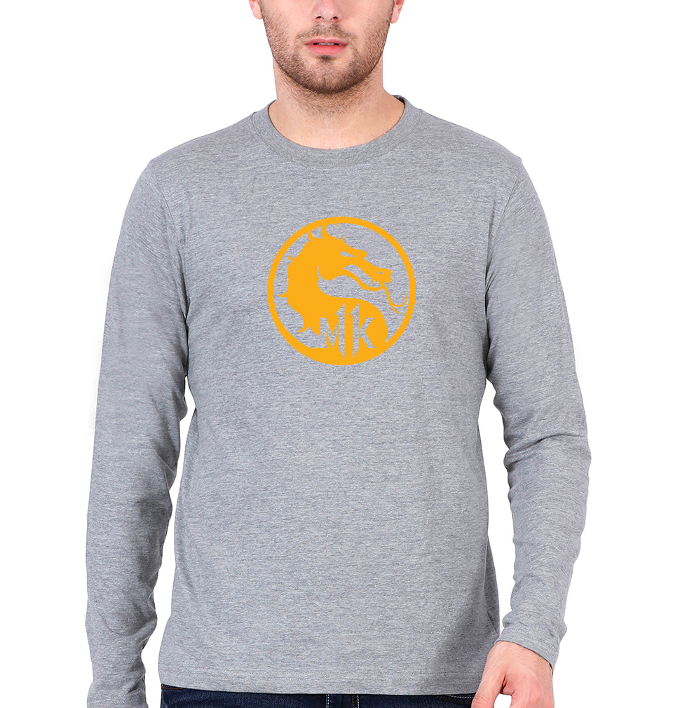 Mortal Kombat Full Sleeves T-Shirt for Men-Grey Melange-Ektarfa.online