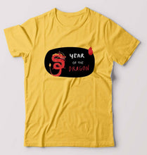 Load image into Gallery viewer, Dragon T-Shirt for Men-S(38 Inches)-Golden Yellow-Ektarfa.online
