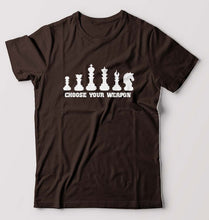 Load image into Gallery viewer, Chess T-Shirt for Men-S(38 Inches)-Coffee Brown-Ektarfa.online
