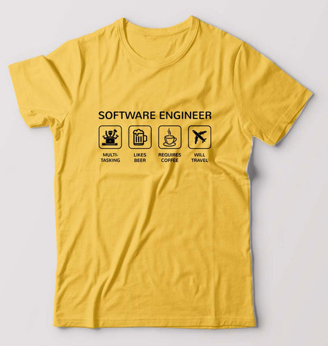 Software Engineer T-Shirt for Men-Golden Yellow-Ektarfa.online