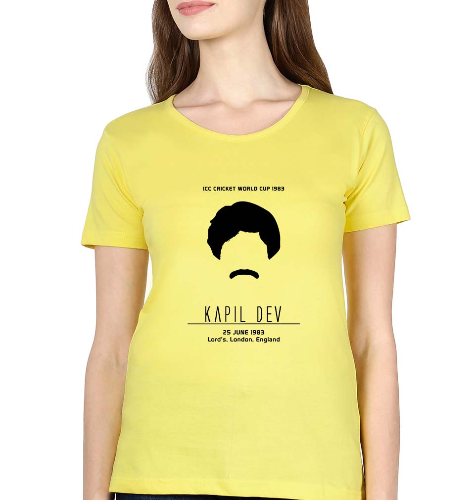 Kapil Dev T-Shirt for Women-Yellow-Ektarfa.online
