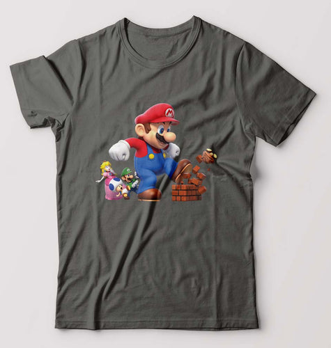 Mario T-Shirt for Men-S(38 Inches)-Charcoal-Ektarfa.online