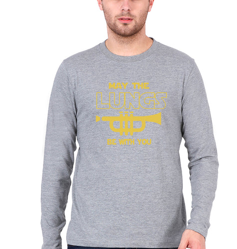 Trumpet Full Sleeves T-Shirt for Men-Grey Melange-Ektarfa.online