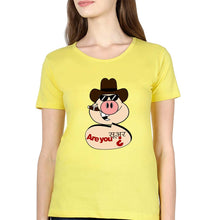 Load image into Gallery viewer, Pig Funny T-Shirt for Women-XS(32 Inches)-Yellow-Ektarfa.online
