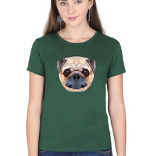 Load image into Gallery viewer, Pug Dog T-Shirt for Women-XS(32 Inches)-Dark Green-Ektarfa.online
