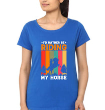 Load image into Gallery viewer, Horse Riding T-Shirt for Women-Royal Blue-Ektarfa.online
