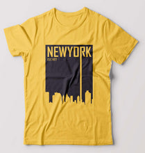 Load image into Gallery viewer, New York T-Shirt for Men-S(38 Inches)-Golden Yellow-Ektarfa.online
