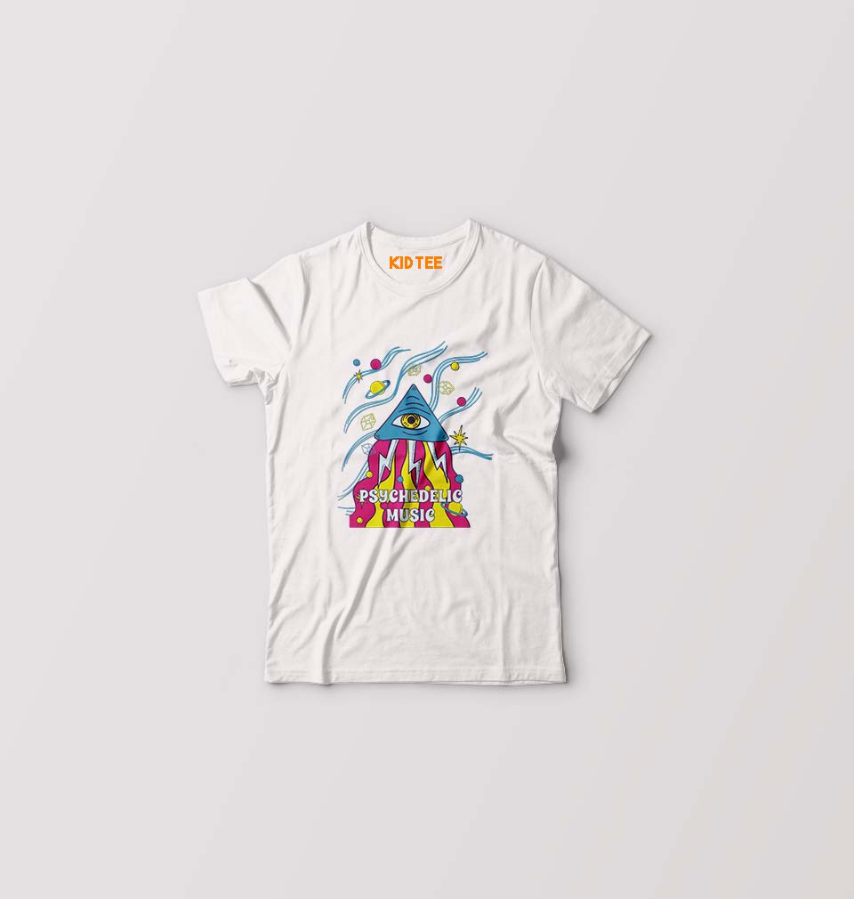 Psychedelic Music Kids T-Shirt for Boy/Girl-White-Ektarfa.online