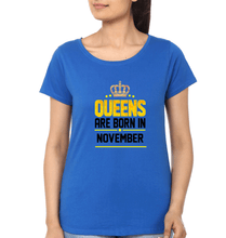 Load image into Gallery viewer, Queens Are Born In November T-Shirt for Women-Royal Blue-Ektarfa.online
