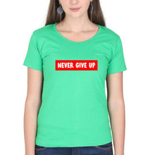 Load image into Gallery viewer, Never Give UP T-Shirt for Women-flag green-Ektarfa.online
