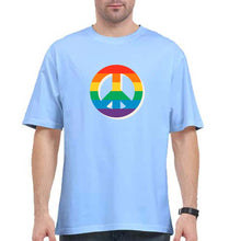 Load image into Gallery viewer, Peace Pride Oversized T-Shirt for Men-Baby Blue-Ektarfa.online
