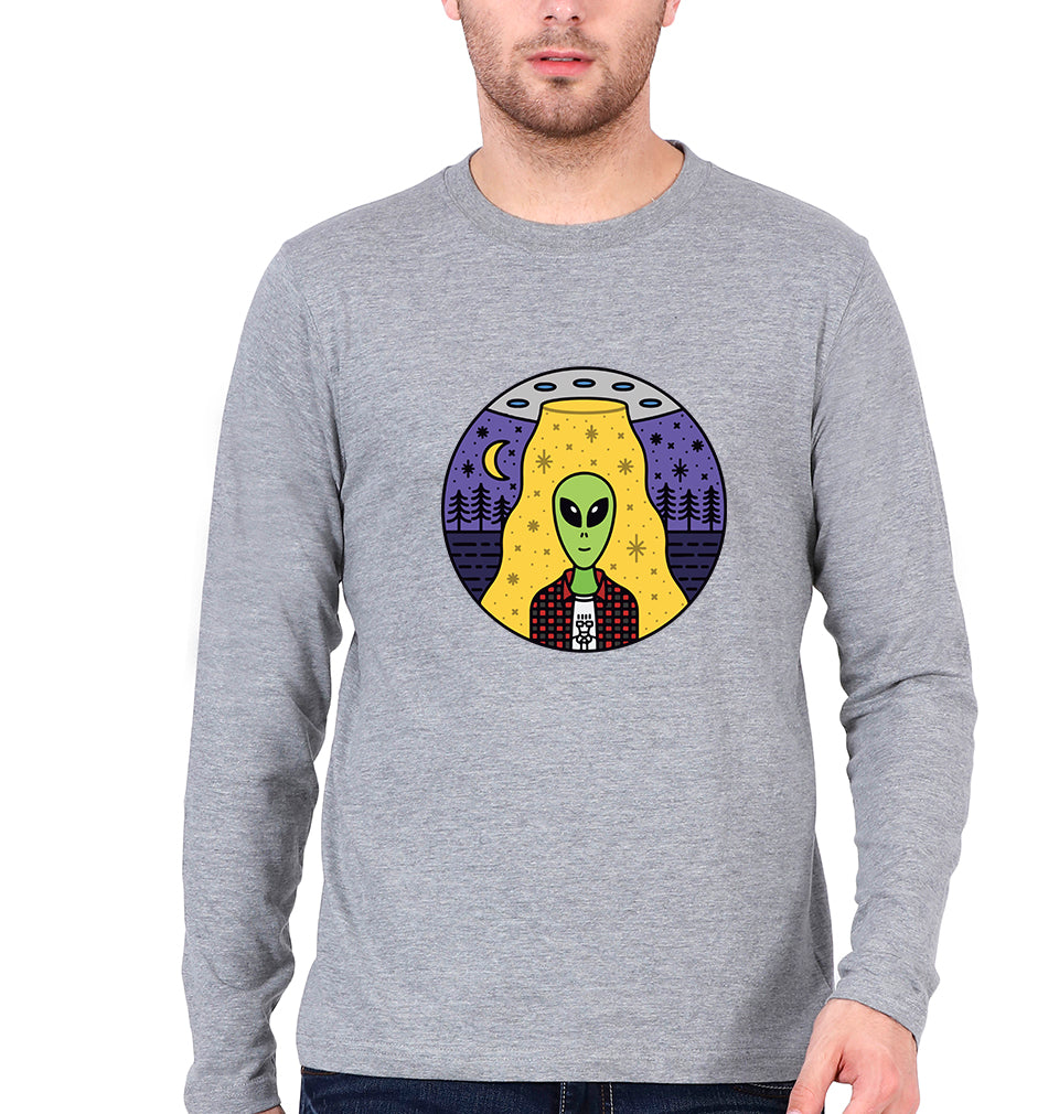 Alien Full Sleeves T-Shirt for Men-Grey Melange-Ektarfa.online