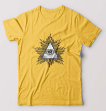 Load image into Gallery viewer, Eye Pyramid T-Shirt for Men-S(38 Inches)-Golden Yellow-Ektarfa.online
