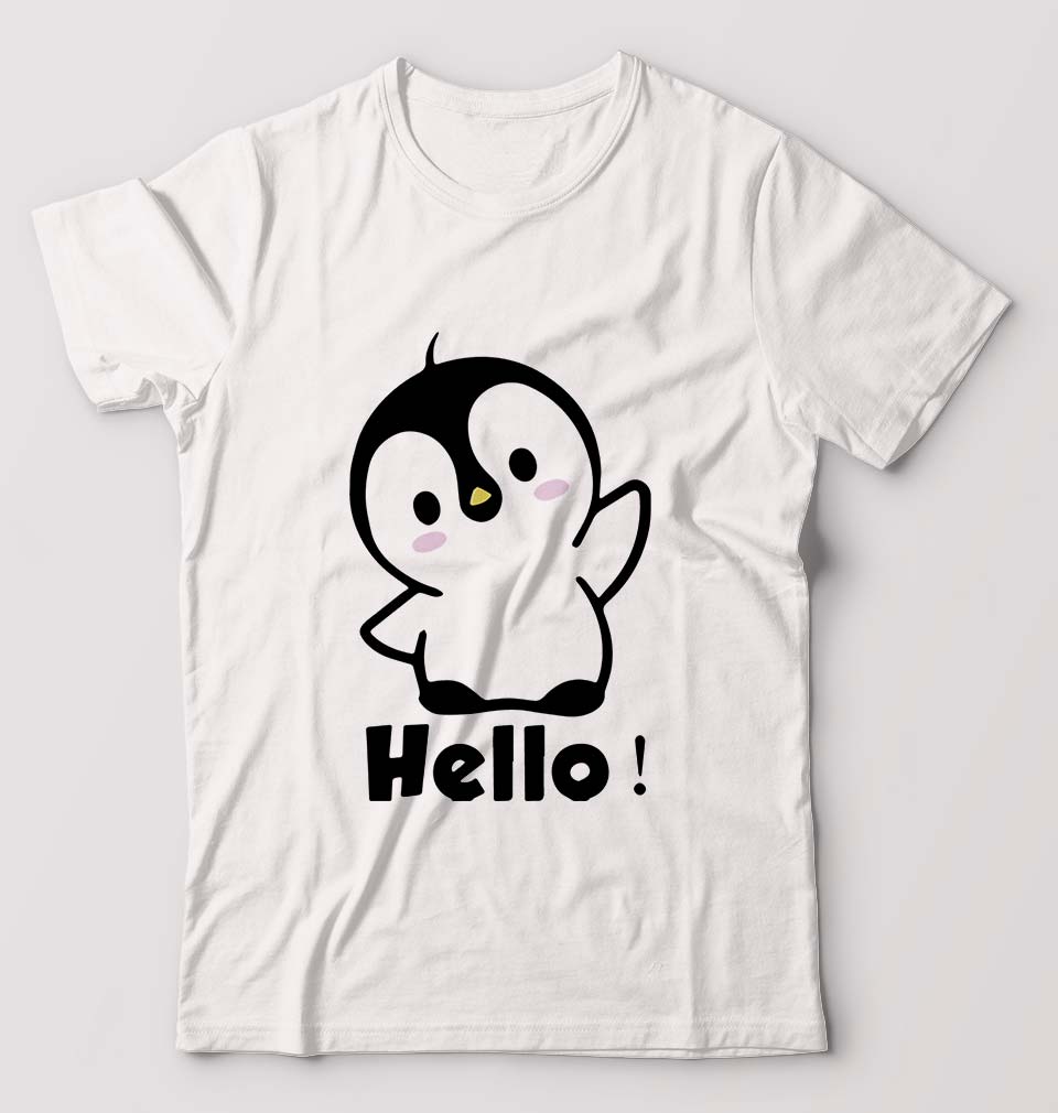 Penguin Hello T-Shirt for Men-White-Ektarfa.online