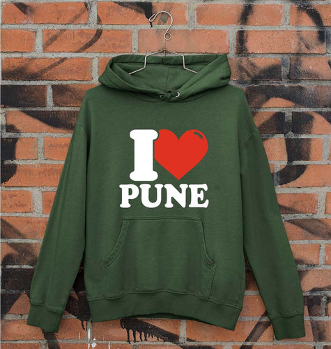 I Love Pune Unisex Hoodie for Men/Women-Dark Green-Ektarfa.online