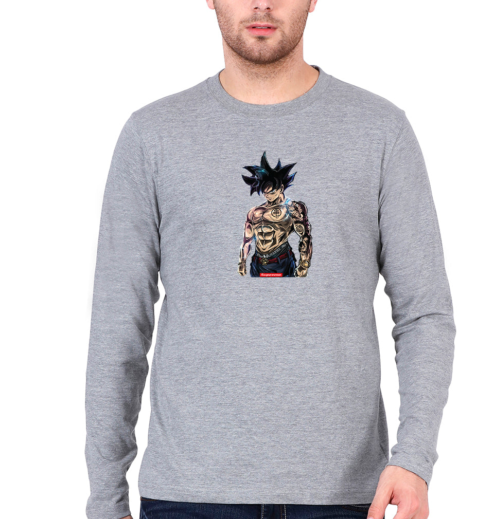 Goku Full Sleeves T-Shirt for Men-Grey Melange-Ektarfa.online