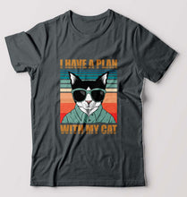 Load image into Gallery viewer, Cat T-Shirt for Men-S(38 Inches)-Steel Grey-Ektarfa.online
