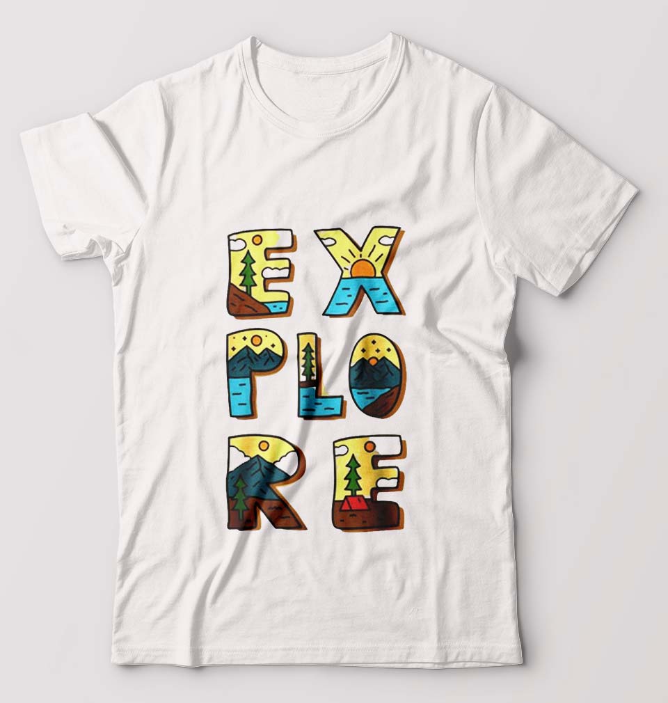 Explore Travel Adventure T-Shirt for Men-White-Ektarfa.online